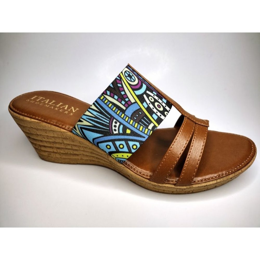 New Italian Shoemakers Multi Color Wedge Sandal Shoes